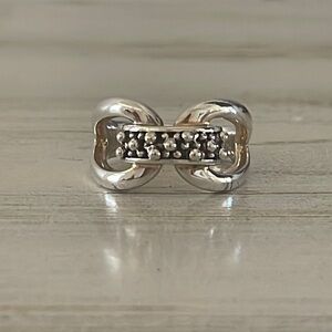 Michael Dawkins Silver Buckle Caviar Ring.